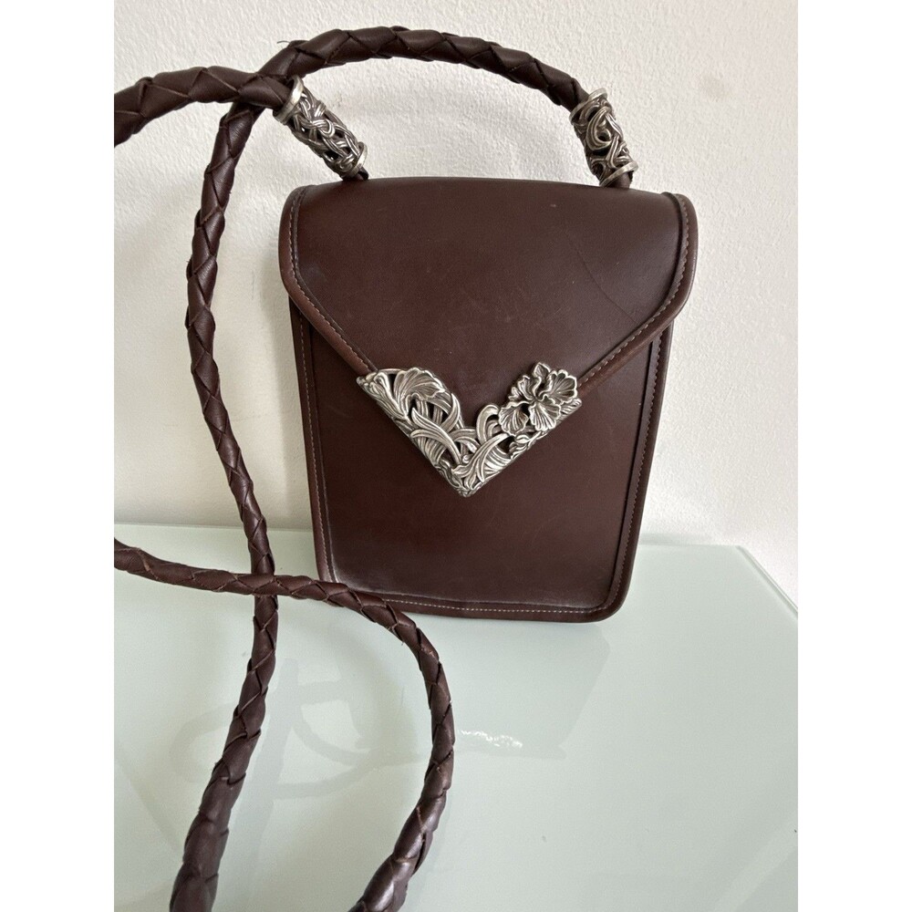 Vintage Brighton Brown Leather Crossbody Bag Braided